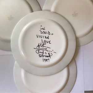 Vintage 1990s Arcopal Vegas Chop Plates 1 Signed by Jazz Musician Chuck Mangione
